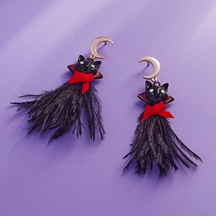 Halloween Dracula Cat Enamel Post Earring