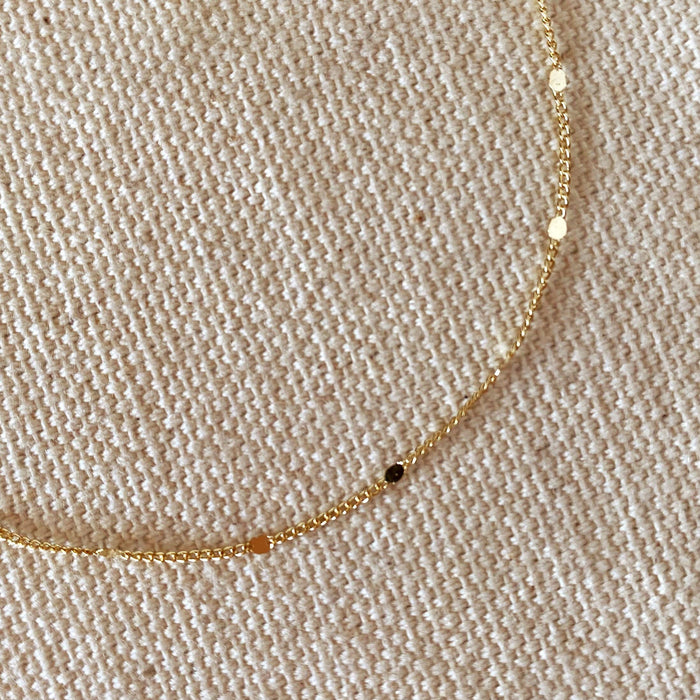 18k Gold Filled 1mm Curb Bracelet With Pressed Details