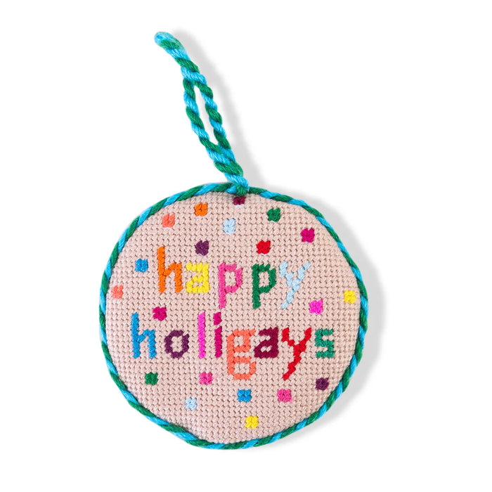 Happy Holigays Needlepoint Ornament