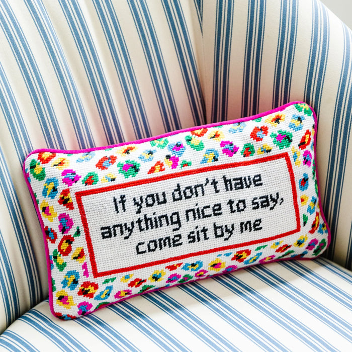 Come Sit By Me Needlepoint Pillow