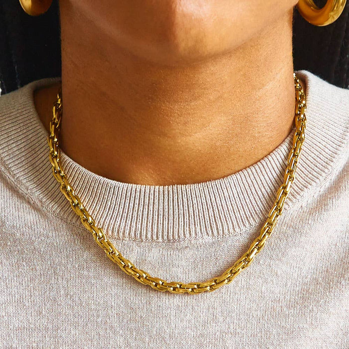 Gold Weave Chain Necklace - Tarnish and Water Resistant - Back to School, Fall Jewelry