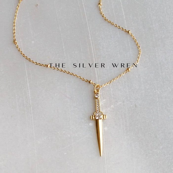 Gold Sword Pendant Necklace