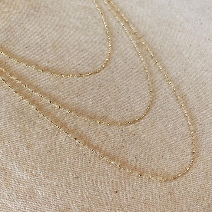 18k Gold Filled 1mm Spaced Beaded Chain