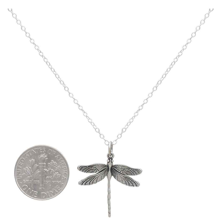 Sterling Silver 18 Inch Dragonfly Charm Necklace