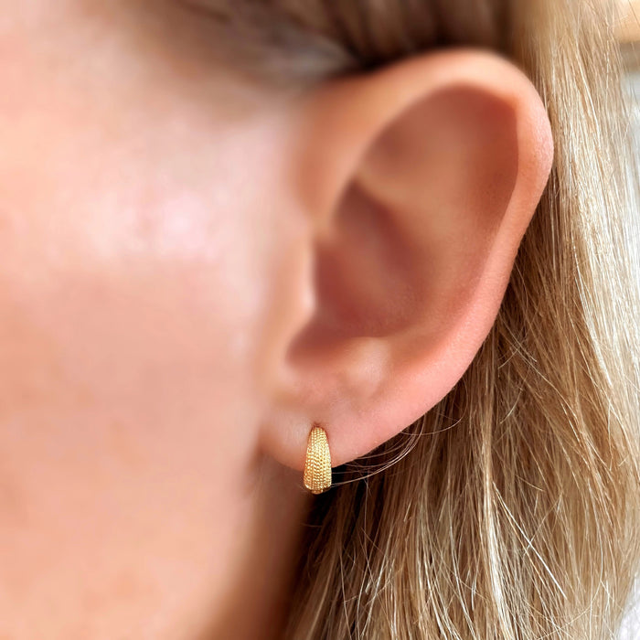 18k GF Tiny Textured Clicker Earrings