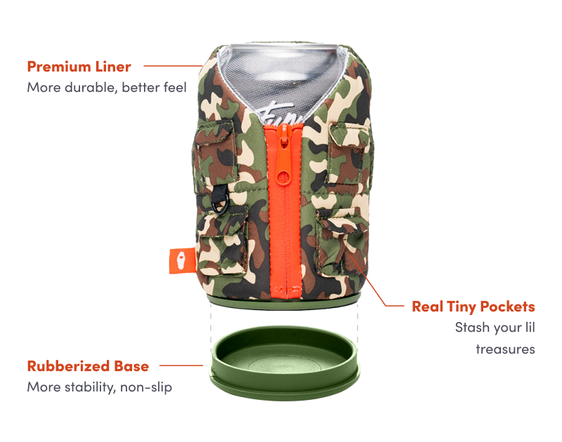 The Adventurer - Insulated 12 oz Can Cooler - Woodsy Camo