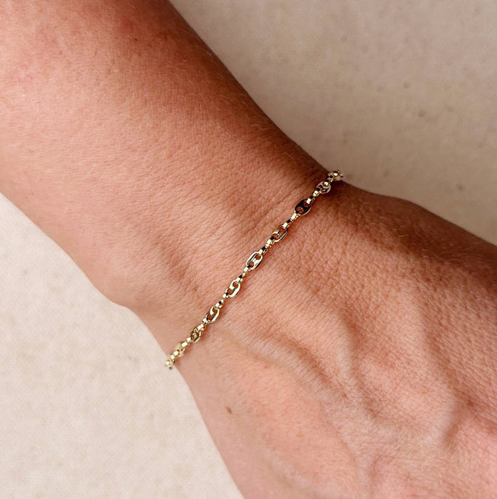 18k Gold Filled 3mm Mini Puffy Links Bracelet