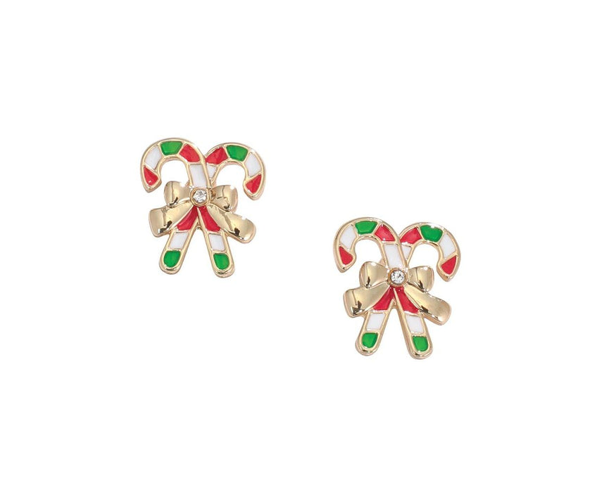 Gold Candycane w/ Ribbon Earrings