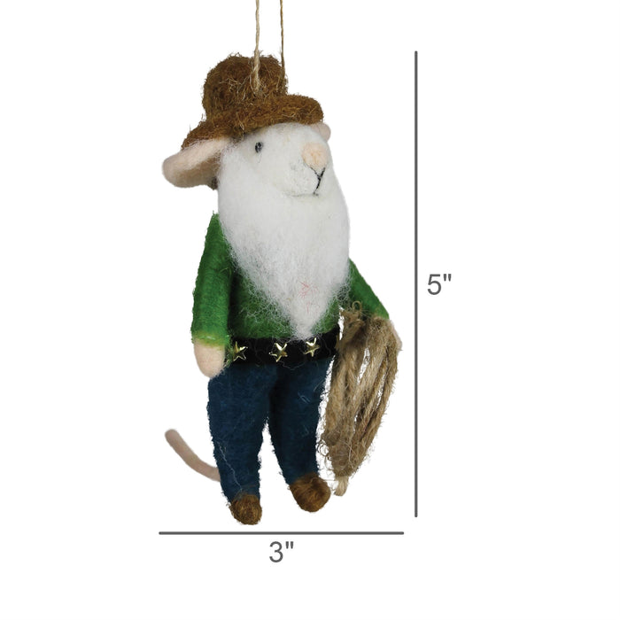 Felt Mouse Cowboy Ornament