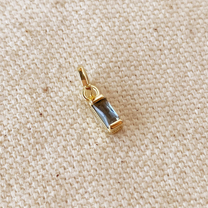 18k Gold Filled Baguette Birthstone Charm