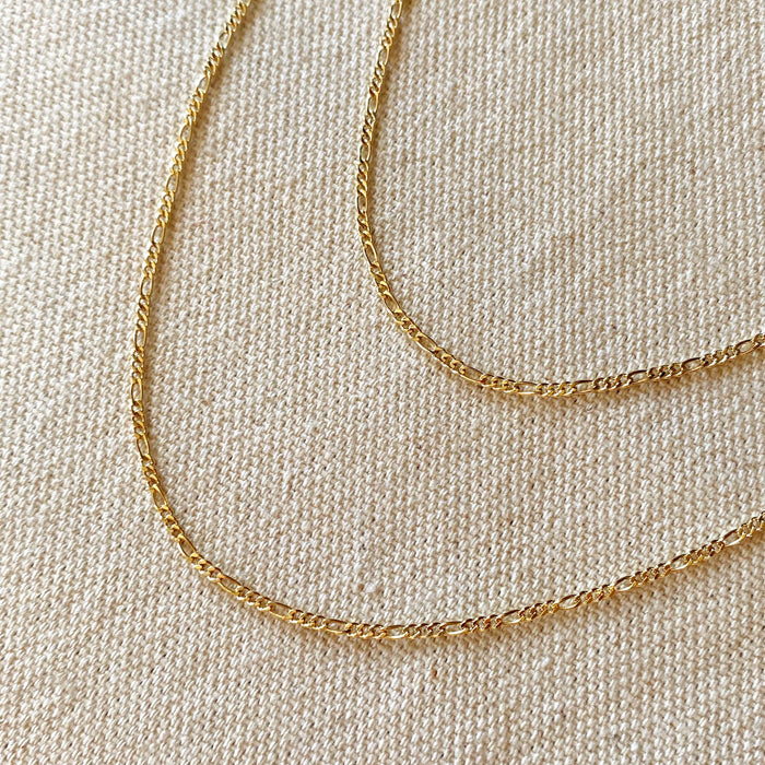 18k Gold Filled Thin Figaro Chain