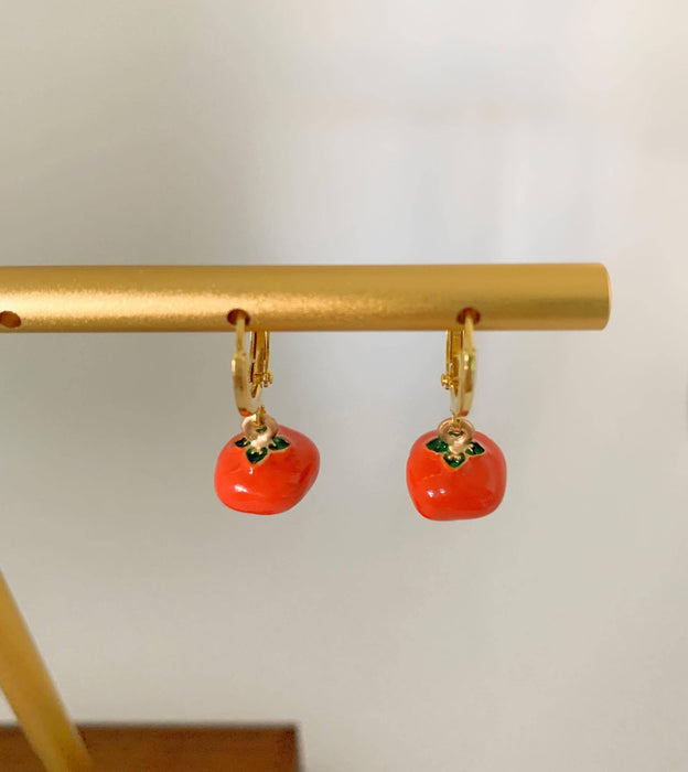 Dainty Tomato Huggie Earrings