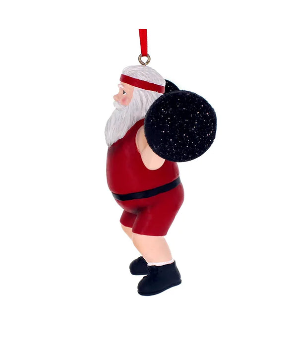 Weightlifiting Santa Ornament