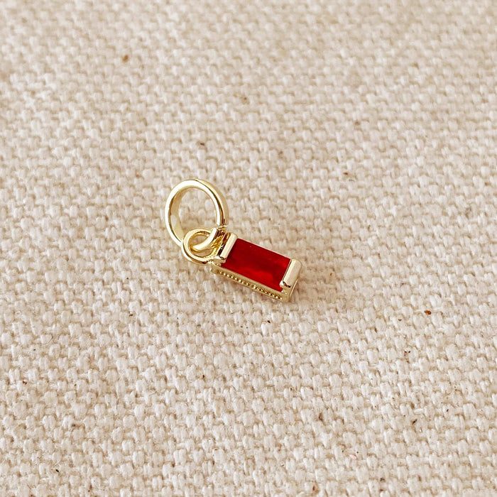 18k Gold Filled Baguette Birthstone Charm