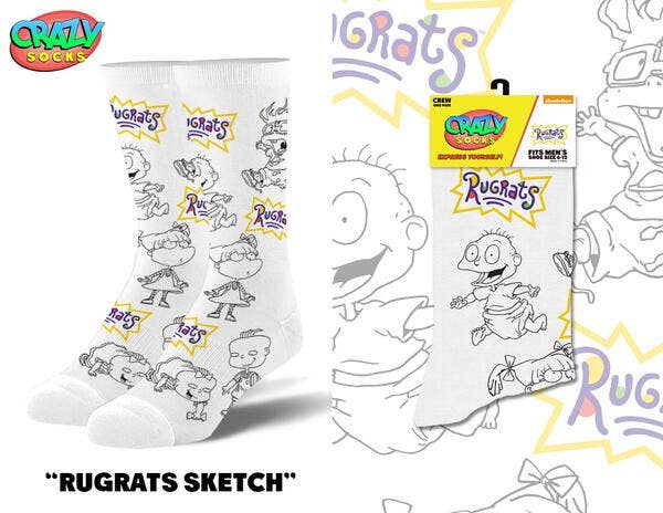 Rugrats Sketch - Mens Crew Folded (Crazy Socks)