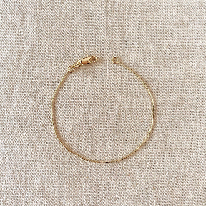 18k Gold Filled 0.5mm Box Chain Bracelet