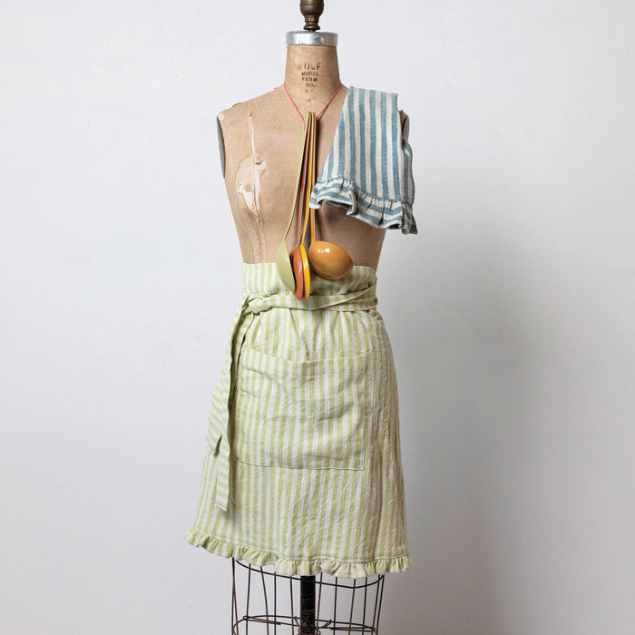 Striped Woven Cotton Half Apron