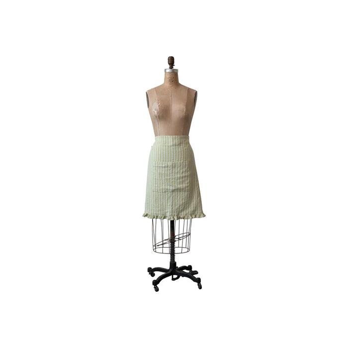 Striped Woven Cotton Half Apron