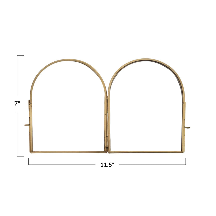 Brass & Glass Arched Photo Frame w/ 2 Sections