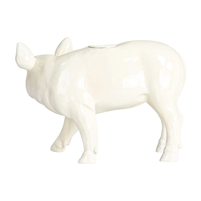 White Pig Taper Candle Holder