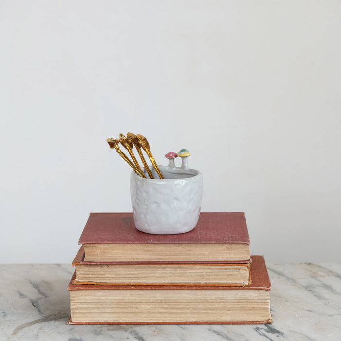 Stoneware Mushroom Planter