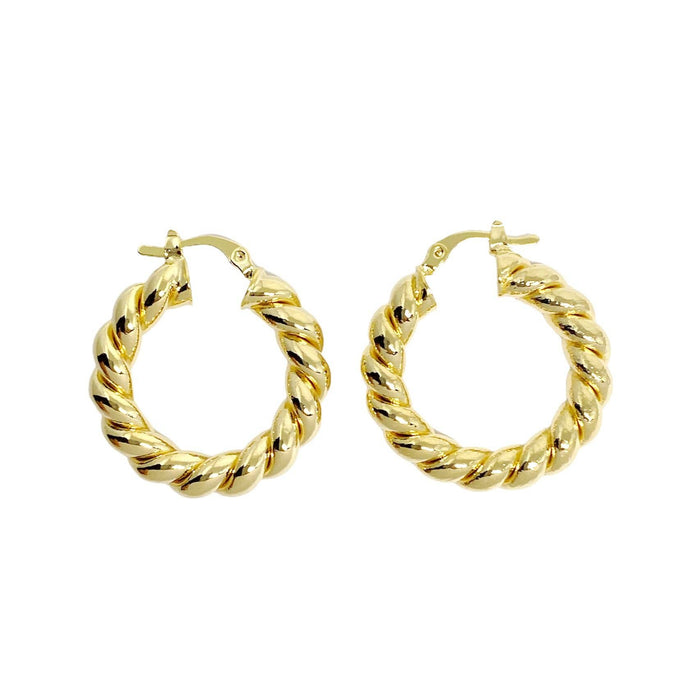 18k Gold Filled Twisted Tube Hoop Earrings - The Croissant Hoops