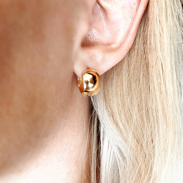 18k GF Small Chunky Clicker Earrings