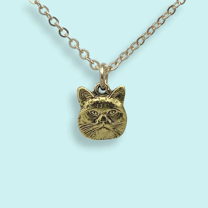 Here Kitty Cat on Gold Chain Necklace