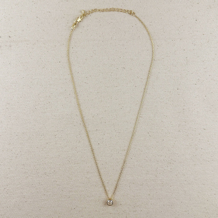 18k Gold Filled Solitaire CZ Necklace