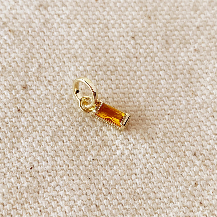 18k Gold Filled Baguette Birthstone Charm