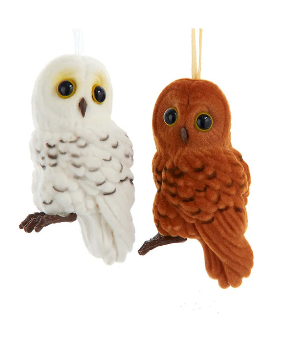 Flocked Owl Ornament