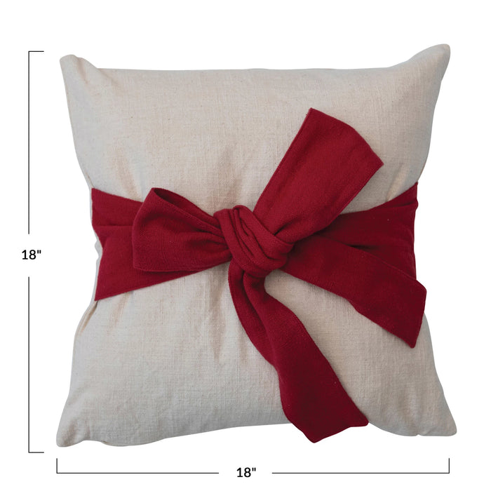 Hand-Woven Cotton Slub Bow Pillow