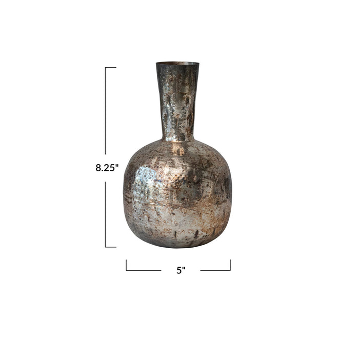 Oxidized Pewter Metal Vase