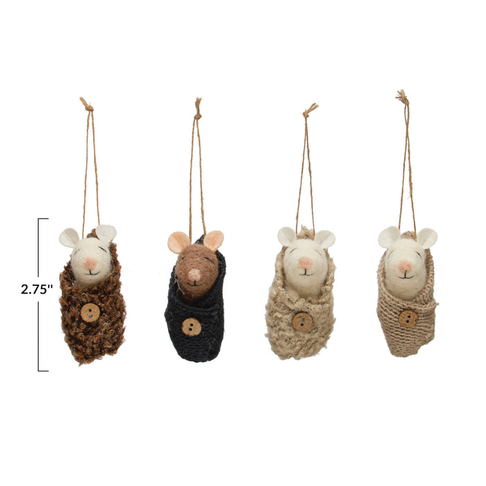 Wool Felt Baby Mouse Ornament