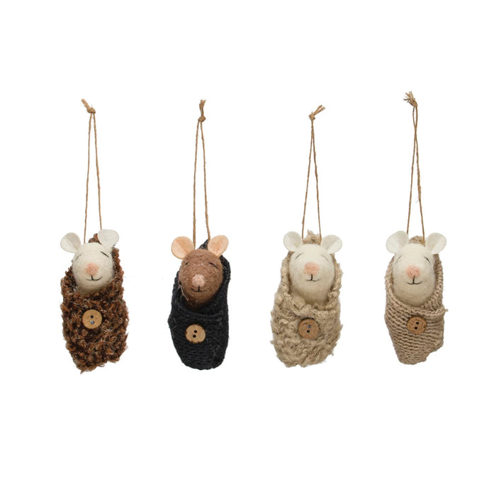 Wool Felt Baby Mouse Ornament