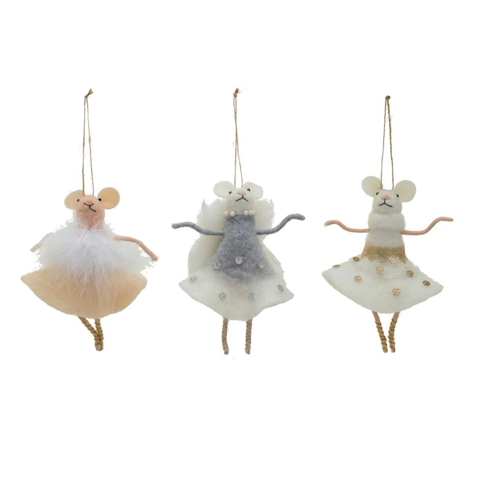 Wool + Felt Ballerina Mouse Ornament