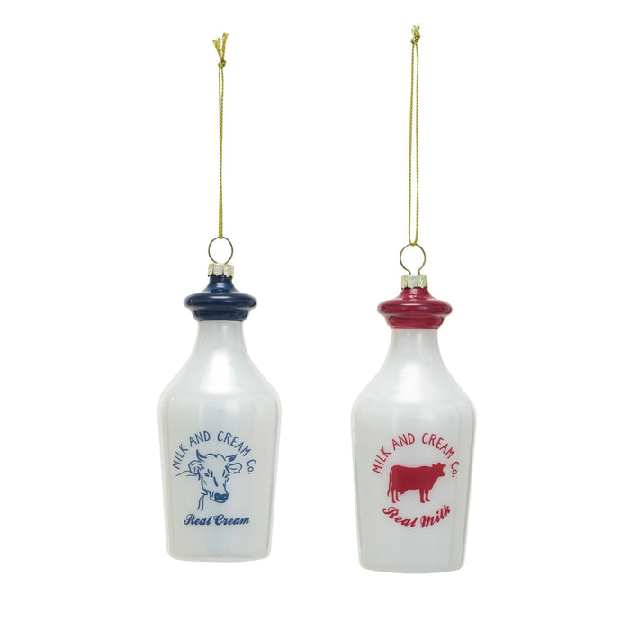 Glass Milk + Cream Bottle Ornament