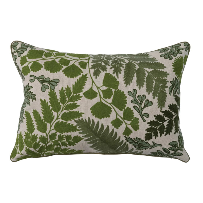 Fern Lumbar Pillow Embroidered