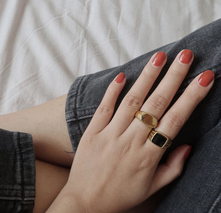 Chunky Black Square Signet Ring